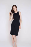 Ria Side Fold Pleated Midi In Black