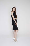 Ria Side Fold Pleated Midi In Black