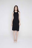 Ria Side Fold Pleated Midi In Black