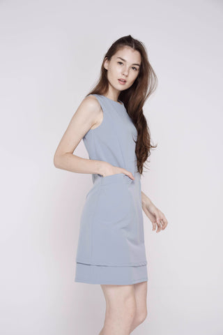 Jaylene Double Layer Pocket Shift in Powder Grey