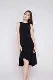 Dyana Assymetrical Mermaid Bottom Midi Shift in Black