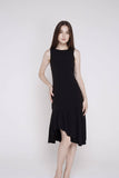Dyana Assymetrical Mermaid Bottom Midi Shift in Black