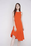 Dyana Assymetrical Mermaid Bottom Midi Shift in Chilli