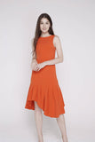 Dyana Assymetrical Mermaid Bottom Midi Shift in Chilli