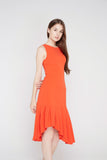 Dyana Assymetrical Mermaid Bottom Midi Shift in Chilli