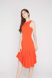 Dyana Assymetrical Mermaid Bottom Midi Shift in Chilli