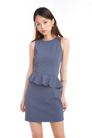 Rye Ruffle Peplum in Dusty Blue