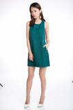 Jean Panel Block Shift dress in Emerald Green