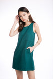 Jean Panel Block Shift dress in Emerald Green
