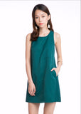 Jean Panel Block Shift dress in Emerald Green