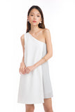 Alyia Toga Pleated Dress in White