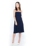 Jaylene Bandeau Pleated Midi in Navy