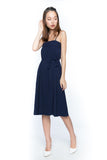 Jaylene Bandeau Pleated Midi in Navy