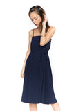 Jaylene Bandeau Pleated Midi in Navy