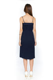 Jaylene Bandeau Pleated Midi in Navy