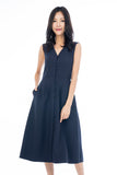 Button Pocket Midi in Navy