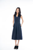 Button Pocket Midi in Navy