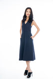 Button Pocket Midi in Navy