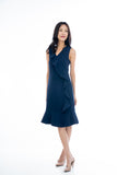 Jasmine Cascade Ruffle Dress in Navy