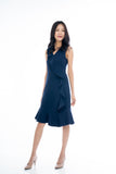 Jasmine Cascade Ruffle Dress in Navy