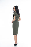 Sleeved Knoted Midi In Olive