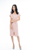 Sleeved Knoted Midi In Powder Pink