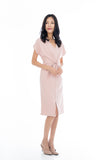 Sleeved Knoted Midi In Powder Pink