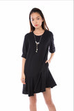 Kelly Assymetrically Ruffle Hem Sleeved Shift