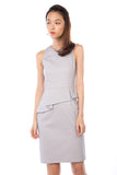 Abi Classic Peplum Midi in Lilac Grey