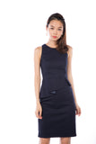 Abi Classic Peplum Midi in Navy