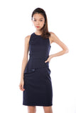 Abi Classic Peplum Midi in Navy