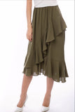 Julianna Cascade Ruffles Sway Skirt  in Army Green