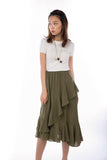 Julianna Cascade Ruffles Sway Skirt  in Army Green