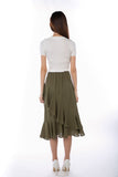 Julianna Cascade Ruffles Sway Skirt  in Army Green