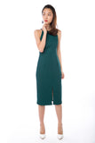 Chanelle Centre Split Midi in Forest