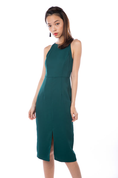 Chanelle Centre Split Midi in Forest