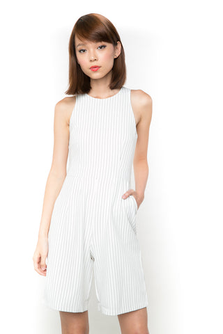 Wendy Pinestripe Romper - Mint Ooak - One-piece, Romper, - 1