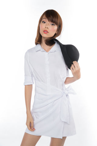 Esther Wrap Shirt Dress in White - Mint Ooak - dress - 1