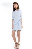 Esther Wrap Shirt Dress in Powder Blue - Mint Ooak - dress - 5