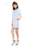 Esther Wrap Shirt Dress in Powder Blue - Mint Ooak - dress - 3