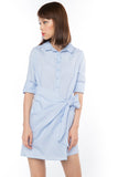 Esther Wrap Shirt Dress in Powder Blue - Mint Ooak - dress - 4