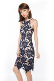Natallie Crochet Overlay dress in Navy - Mint Ooak - Dress - 1