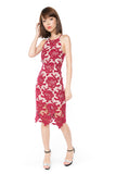 Natallie Crochet Overlay dress in Maroon - Mint Ooak - Dress - 2