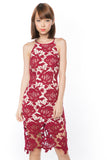 Natallie Crochet Overlay dress in Maroon - Mint Ooak - Dress - 1