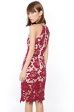 Natallie Crochet Overlay dress in Maroon - Mint Ooak - Dress - 6