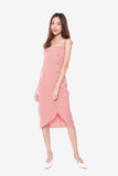 Janelle Side Button Down Dress in Rose