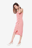 Janelle Side Button Down Dress in Rose