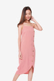 Janelle Side Button Down Dress in Rose