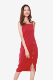 Janelle Side Button Down Dress in Red
