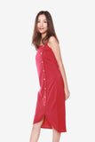 Janelle Side Button Down Dress in Red